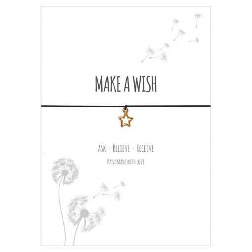 Armband Make a wish in der Farbe schwarz mit einem Stern Anhänger in gold