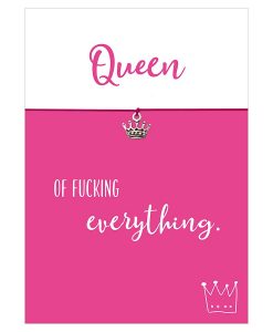 Armband Queen in den Farben schwarz und pink mit einer Krone als Anhänger in silber