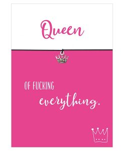 Armband Queen in den Farben schwarz und pink mit einer Krone als Anhänger in silber
