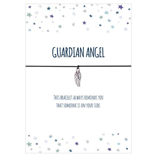 Armband Guardian Angel in den Farben schwarz, türkis pink, rosa und hellblau mit einem Flügel Anhänger in silber