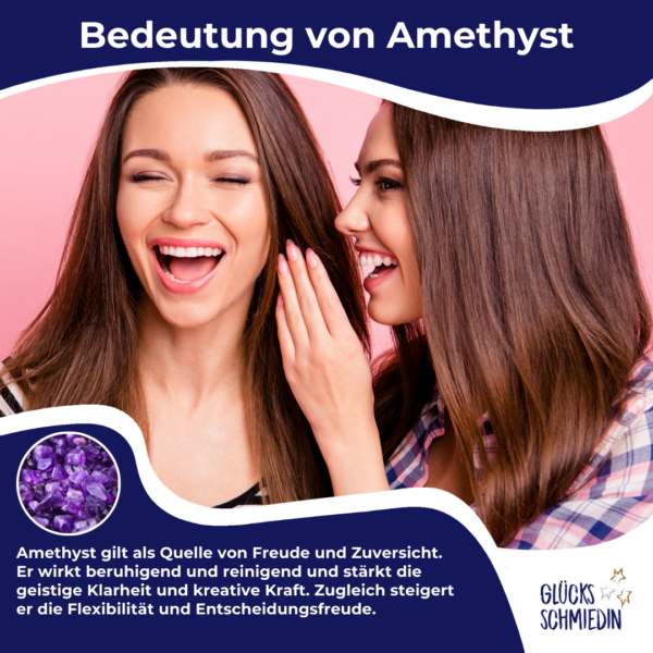 Amethyst Satin Armband in grau, 2 versilberte Perlen und silberner Schiebeperle mit 6 verschiedenen Glückwunschkarten für jeden Anlass in edlem Geschenksäckchen. Handmade in Deutschland.