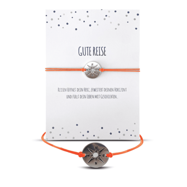 Gute Reise Geschenk, Grußkarte mit elastischem Armband, Aquamarin, Edelstein
