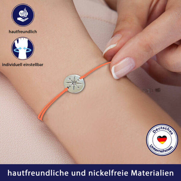 Geschenk für Reisende Glücksarmband Kompass neon mit Grußkarte – Bild 6