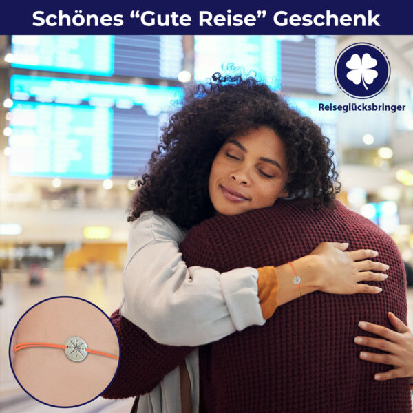 Geschenk für Reisende Glücksarmband Kompass neon mit Grußkarte – Bild 3