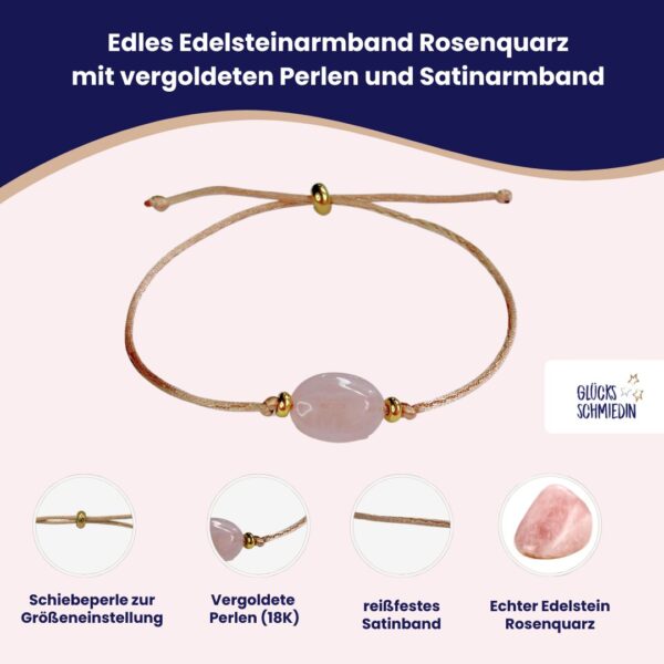 Rosenquarz Armband mit Karte "Willst Du meine Trauzeugin sein?" – Bild 2