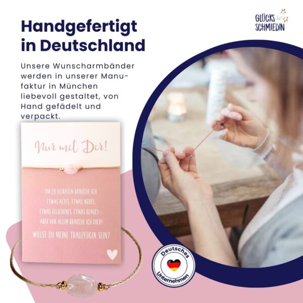 Rosenquarz Armband mit Karte "Willst Du meine Trauzeugin sein?" – Bild 7