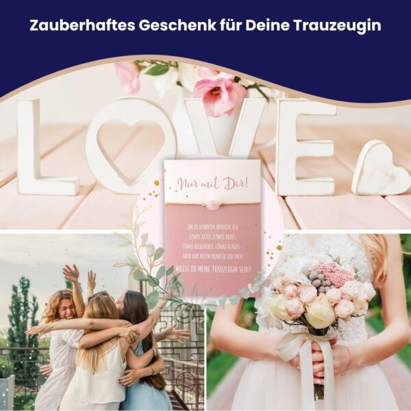 Rosenquarz Armband mit Karte "Willst Du meine Trauzeugin sein?" – Bild 6