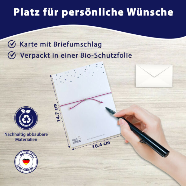 Mutmacher Geschenk - Glücksarmband mit Elefant und elastischem Armband und Grußkarte, beere – Bild 6