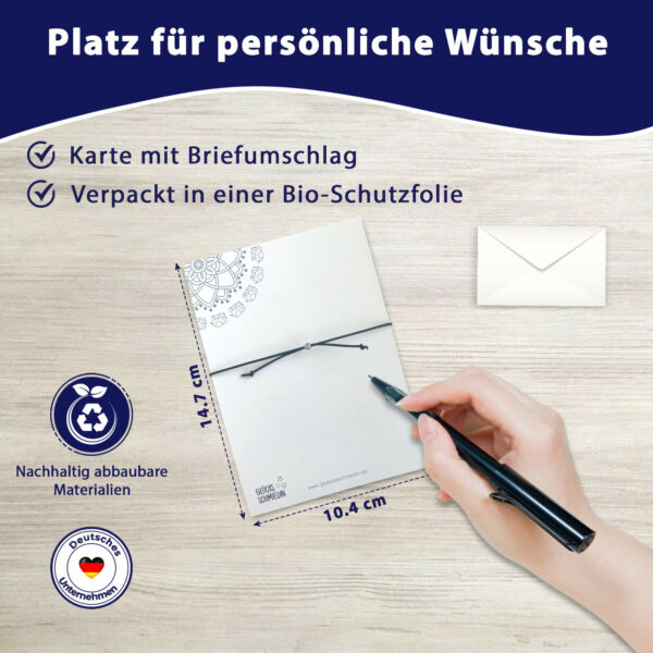 Motivations Geschenk - Du schaffst das-Glücksarmband mit Elefant und elastischem Armband und Grußkarte, deluxe, schwarz – Bild 8