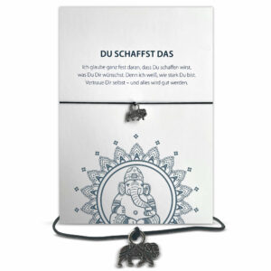 Armband mit Anhänger Elefant. Motivations Geschenk "Du schaffst das"