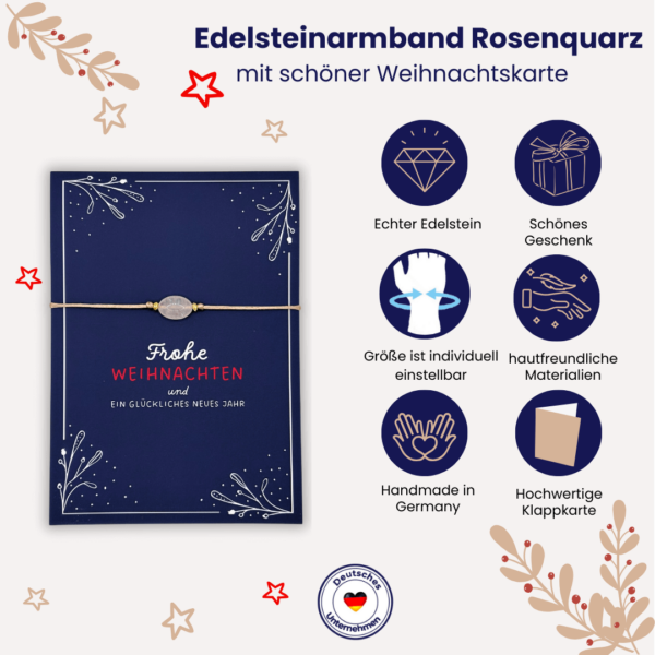 Weihnachtskarte mit Rosenquarz Armband – Bild 2