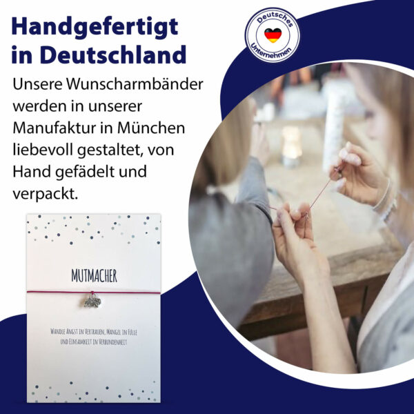 Mutmacher Geschenk - Glücksarmband mit Elefant und elastischem Armband und Grußkarte, beere – Bild 3