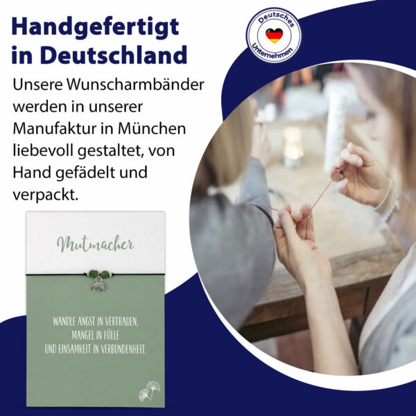 Mutmacher Geschenk - Glücksarmband mit Elefant, zwei Jade Edelsteinen, elastischem Armband und Grußkarte – Bild 3