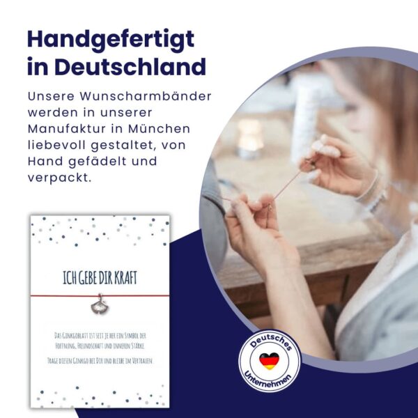 Mutmacher Geschenk mit Ginkgo Armband rot und Grußkarte