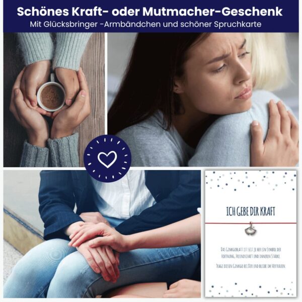 Mutmacher Geschenk mit Ginkgo Armband rot und Grußkarte