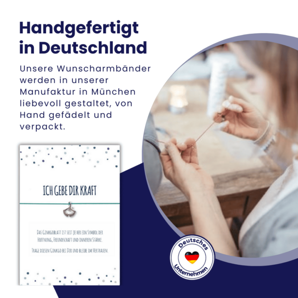 Mutmacher Geschenk mit Ginkgo Armband türkis und Grußkarte