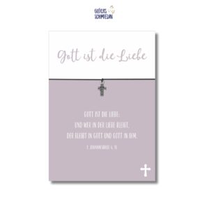 Christliche Karte "Gott ist die Liebe" mit Kreuzanhänger