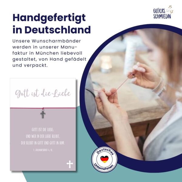 Christliche Mutmacherkarte "Gott ist die Liebe" mit Kreuzarmband pink – Bild 5