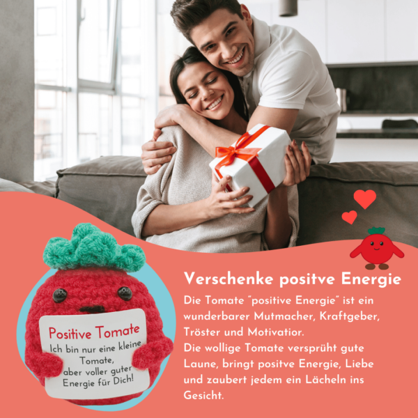 Gehäkelte Tomate mit Botschaft – Geschenk mit guter Energie inkl. Leinensäckchen und Grußkarten, pocked hug – Bild 5