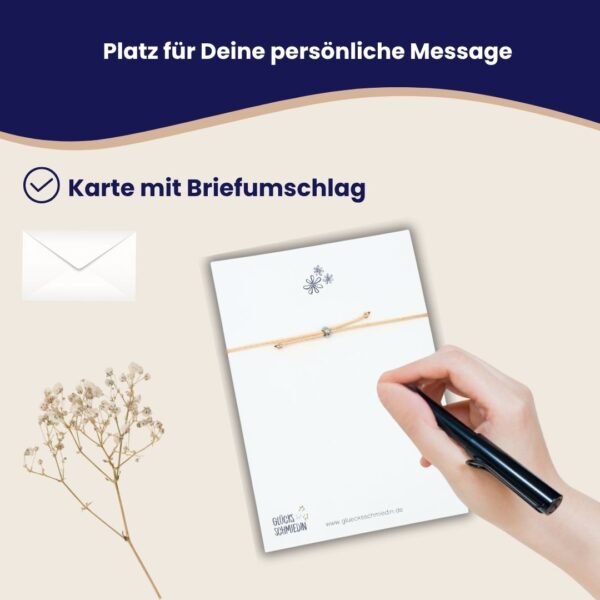 Lapislazuli Edelsteinarmband beige mit Karte "Danke" – Bild 7